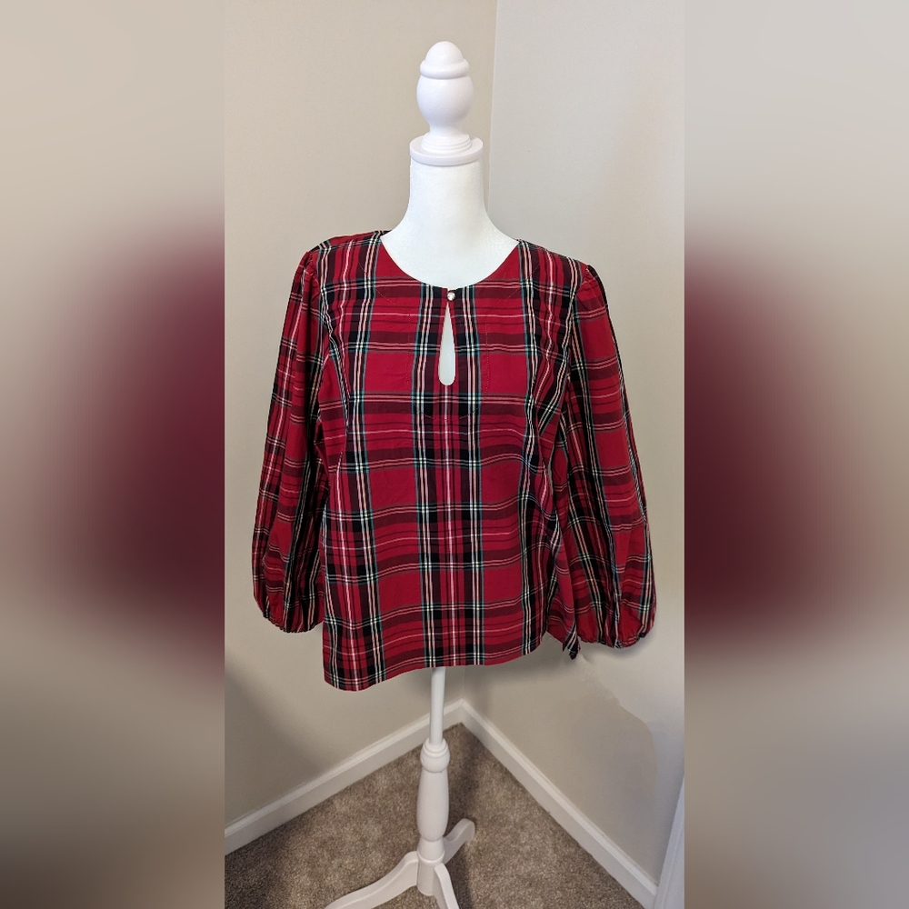 J Crew Tartan Plaid Blouse